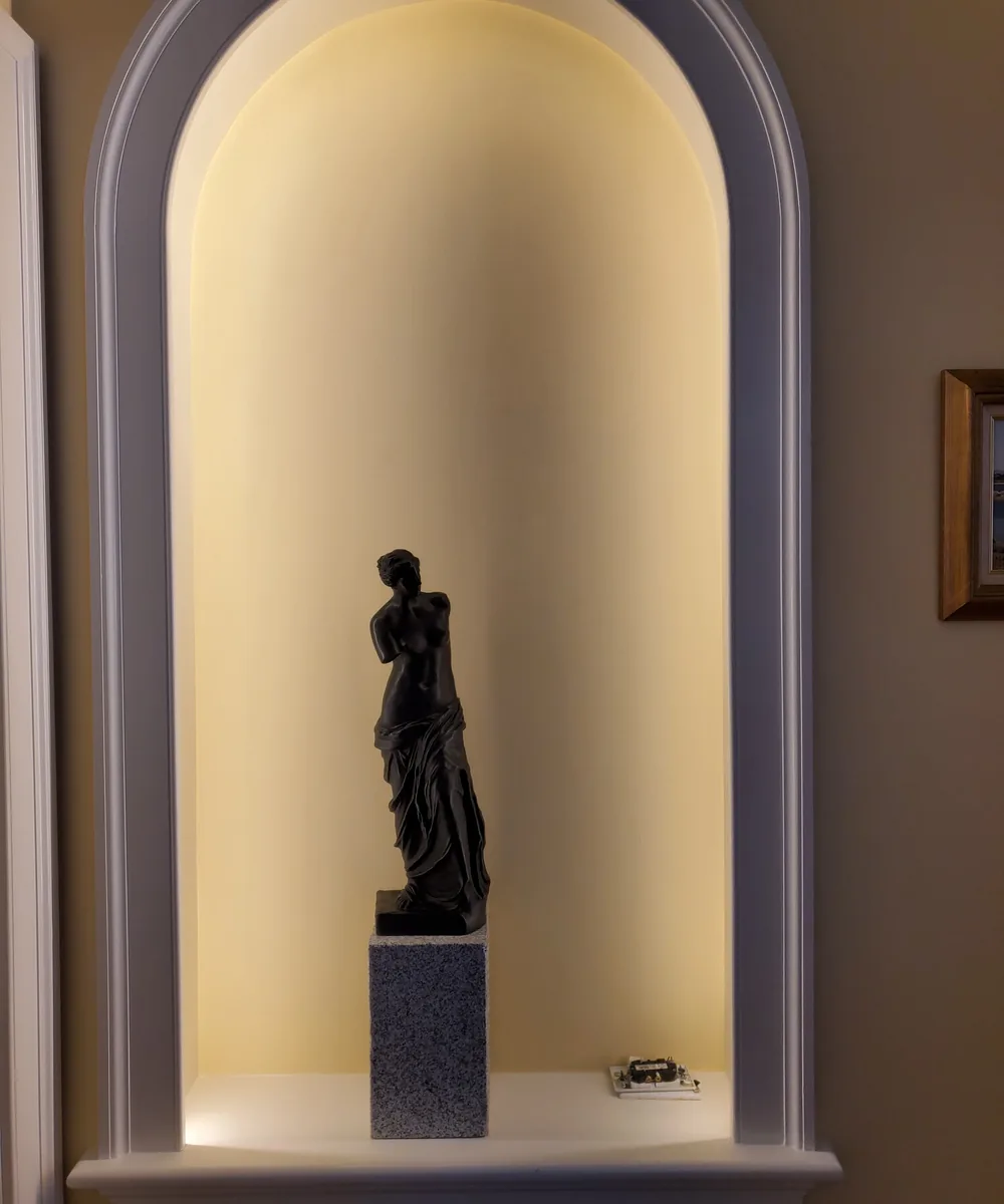 Interior niche with warm display lighting