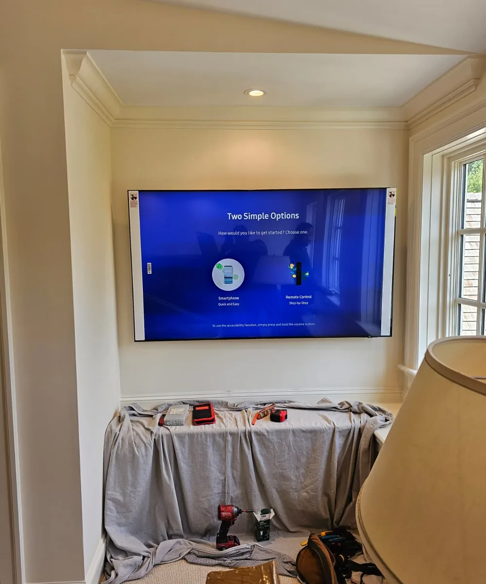 Interior wall with a mounted display